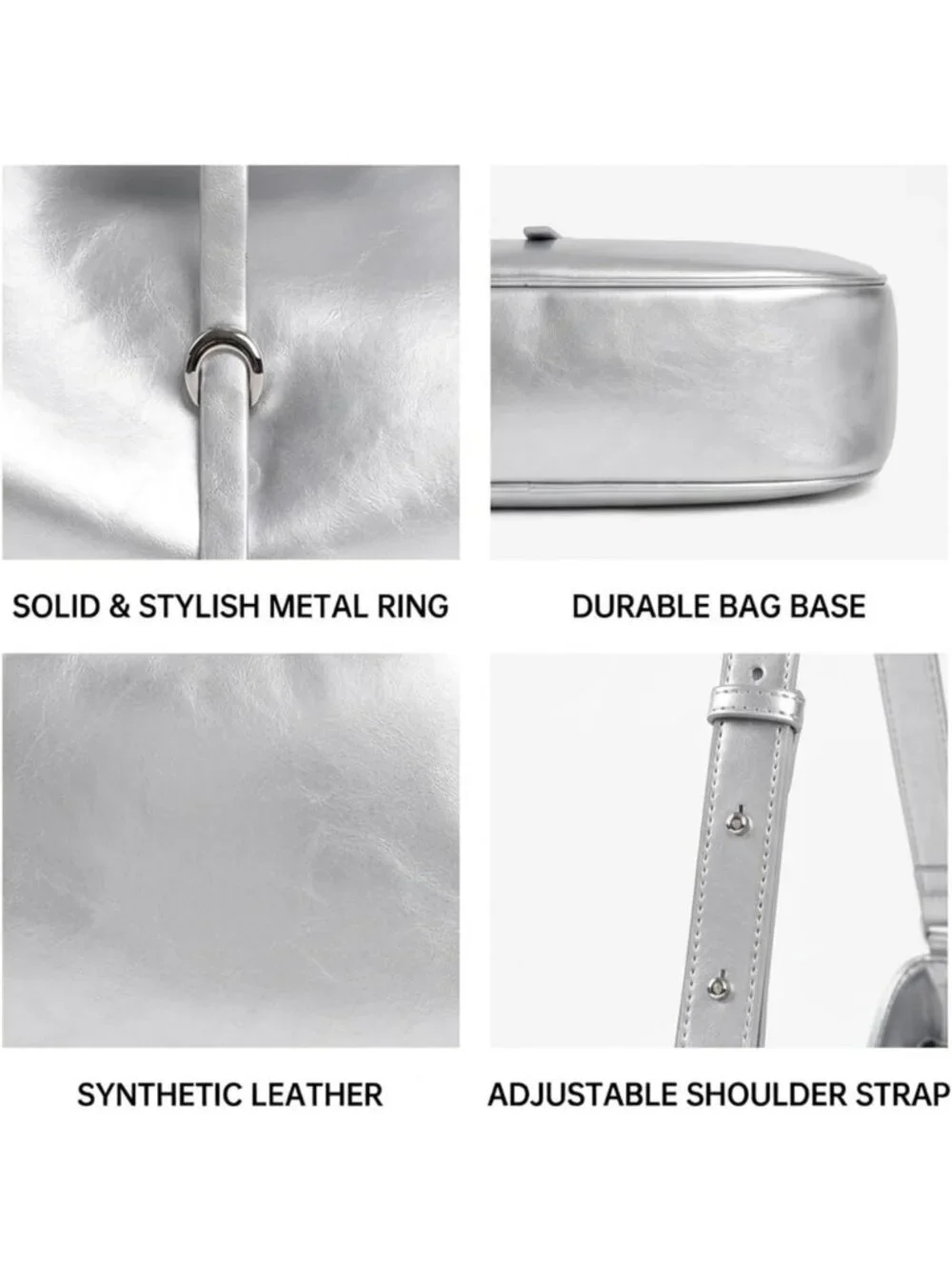 Stylish Faux Leather Hobo Bag, Adjustable Strap Underarm Purse, Lightweight with